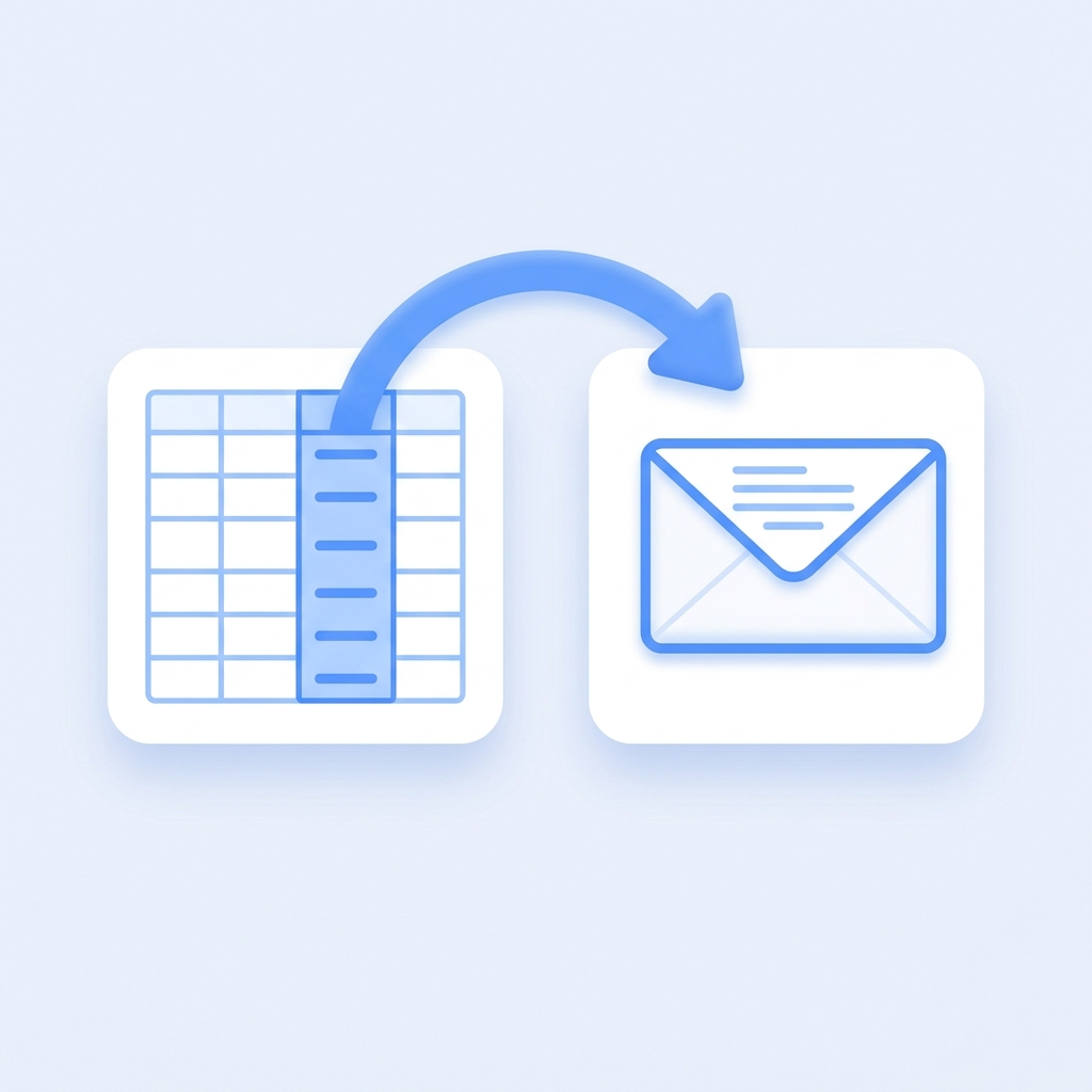 A spreadsheet column converting into an envelope address