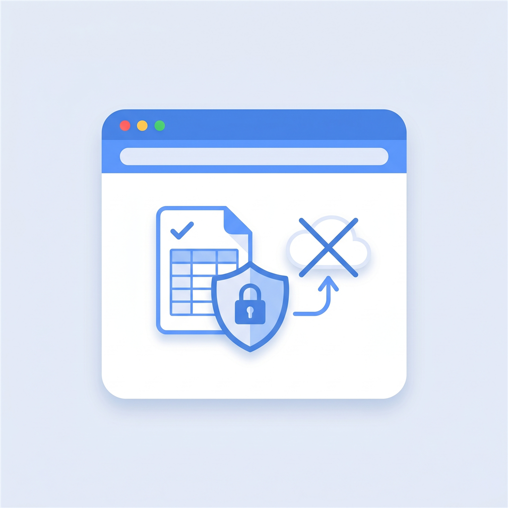 A CSV file locked inside the browser, never uploaded to the cloud